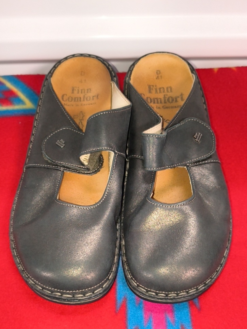 Finn Comfort Women's Metallic Gray Stanford Mules Clog Sandal EU 41  US 10.5-11